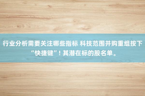 行业分析需要关注哪些指标 科技范围并购重组按下“快捷键”! 其潜在标的股名单。