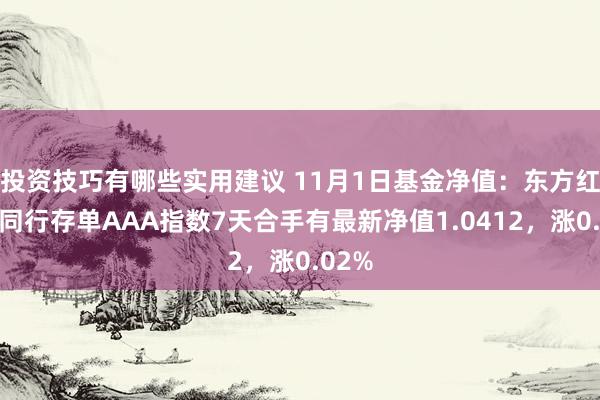 投资技巧有哪些实用建议 11月1日基金净值：东方红中证同行存单AAA指数7天合手有最新净值1.0412，涨0.02%