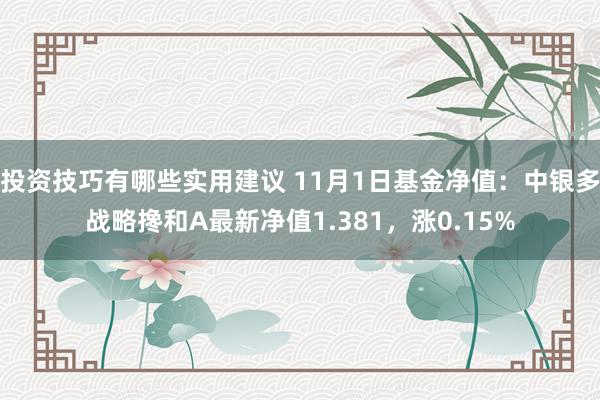 投资技巧有哪些实用建议 11月1日基金净值：中银多战略搀和A最新净值1.381，涨0.15%