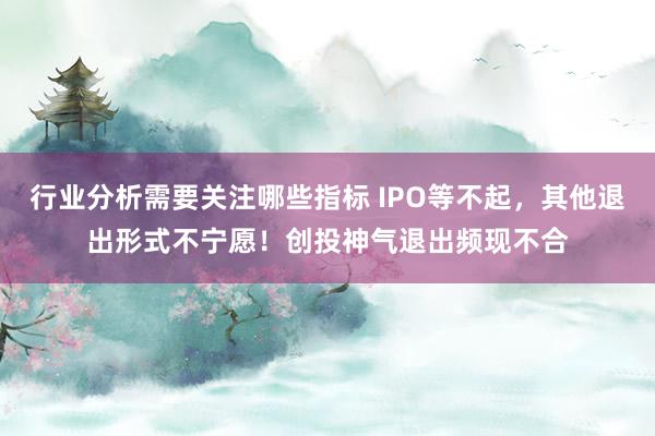 行业分析需要关注哪些指标 IPO等不起，其他退出形式不宁愿！创投神气退出频现不合