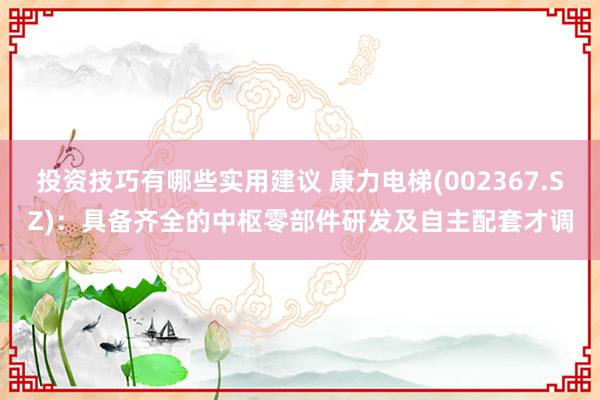 投资技巧有哪些实用建议 康力电梯(002367.SZ)：具备齐全的中枢零部件研发及自主配套才调