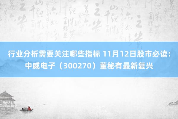 行业分析需要关注哪些指标 11月12日股市必读：中威电子（300270）董秘有最新复兴