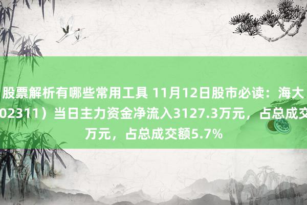 股票解析有哪些常用工具 11月12日股市必读：海大集团（002311）当日主力资金净流入3127.3万元，占总成交额5.7%