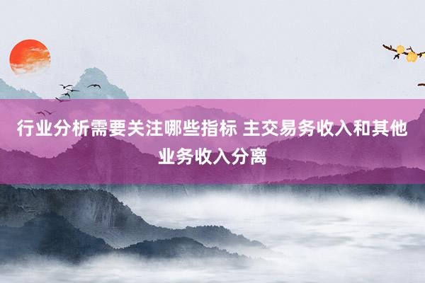 行业分析需要关注哪些指标 主交易务收入和其他业务收入分离