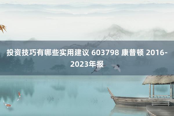 投资技巧有哪些实用建议 603798 康普顿 2016-2023年报