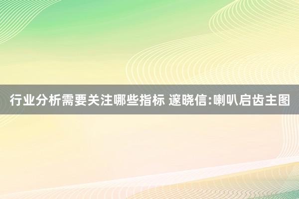 行业分析需要关注哪些指标 邃晓信:喇叭启齿主图