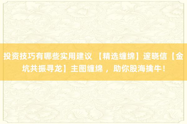 投资技巧有哪些实用建议 【精选缠绵】邃晓信【金坑共振寻龙】主图缠绵 ，助你股海擒牛！