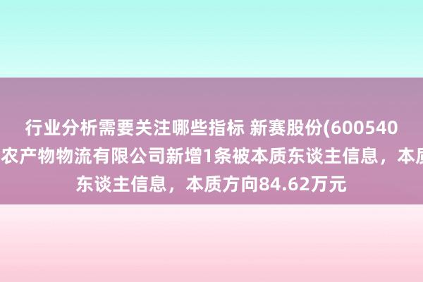 行业分析需要关注哪些指标 新赛股份(600540)控股的湖北新赛农产物物流有限公司新增1条被本质东谈主信息，本质方向84.62万元