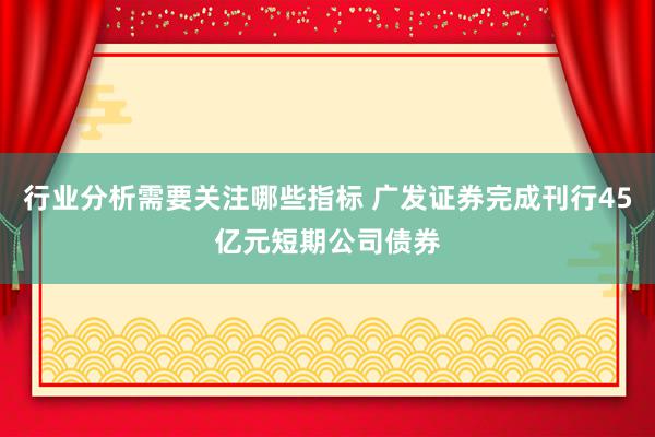 行业分析需要关注哪些指标 广发证券完成刊行45亿元短期公司债券