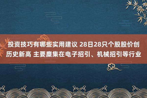 投资技巧有哪些实用建议 28日28只个股股价创历史新高 主要麇集在电子招引、机械招引等行业