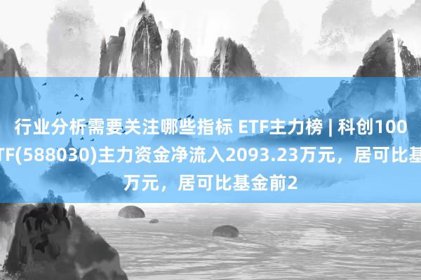 行业分析需要关注哪些指标 ETF主力榜 | 科创100指数ETF(588030)主力资金净流入2093.23万元，居可比基金前2