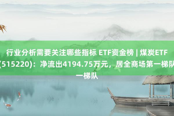 行业分析需要关注哪些指标 ETF资金榜 | 煤炭ETF(515220)：净流出4194.75万元，居全商场第一梯队