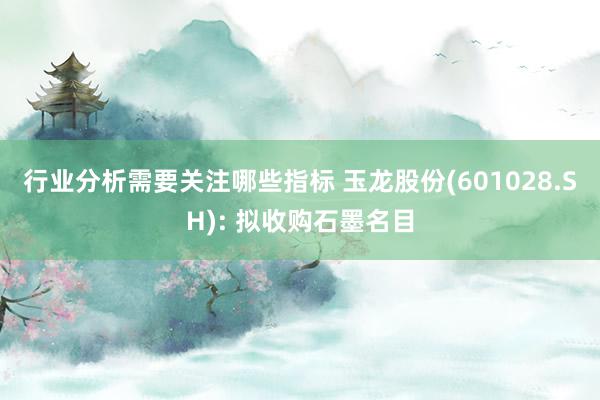 行业分析需要关注哪些指标 玉龙股份(601028.SH): 拟收购石墨名目