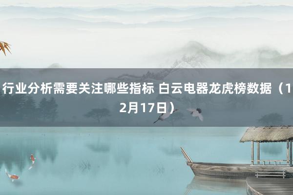 行业分析需要关注哪些指标 白云电器龙虎榜数据（12月17日）