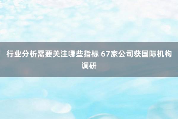 行业分析需要关注哪些指标 67家公司获国际机构调研