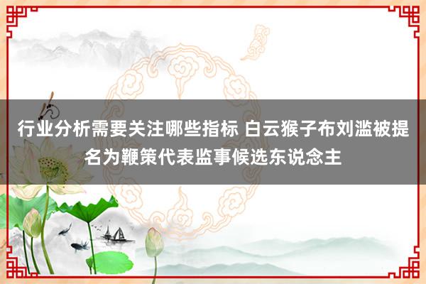 行业分析需要关注哪些指标 白云猴子布刘滥被提名为鞭策代表监事候选东说念主