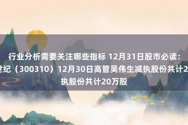 行业分析需要关注哪些指标 12月31日股市必读：宜通世纪（300310）12月3