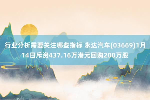 行业分析需要关注哪些指标 永达汽车(03669)1月14日斥资437.16万港元回购200万股