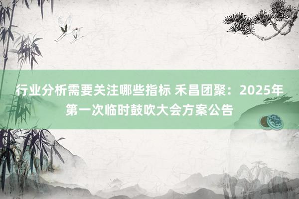 行业分析需要关注哪些指标 禾昌团聚：2025年第一次临时鼓吹大会方案公告