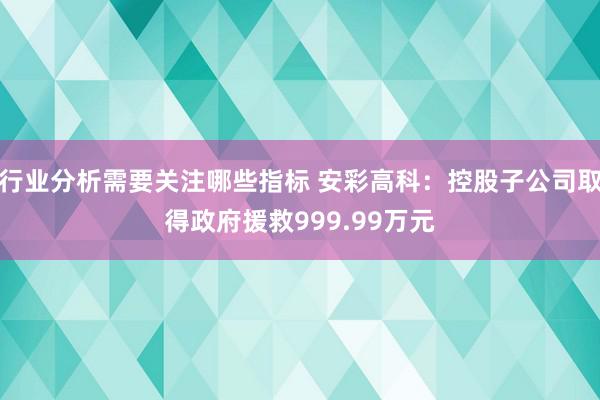 行业分析需要关注哪些指标 安彩高科：控股子公司取得政府援救999.99万元