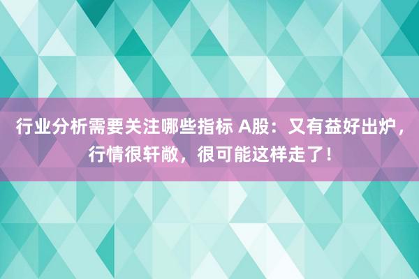 行业分析需要关注哪些指标 A股：又有益好出炉，行情很轩敞，很可能这样走了！