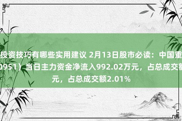 投资技巧有哪些实用建议 2月13日股市必读：中国重汽（000951）当日主力资金净流入992.02万元，占总成交额2.01%