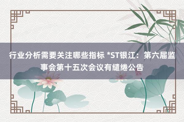 行业分析需要关注哪些指标 *ST银江：第六届监事会第十五次会议有缱绻公告