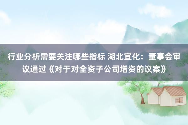 行业分析需要关注哪些指标 湖北宜化：董事会审议通过《对于对全资子公司增资的议案》