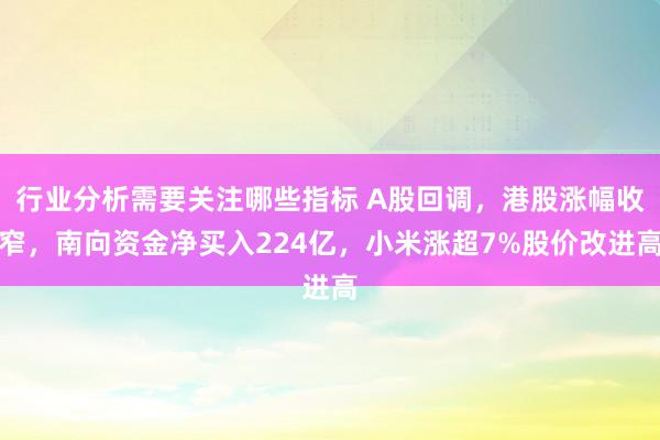 行业分析需要关注哪些指标 A股回调，港股涨幅收窄，南向资金净买入224亿，小米涨超7%股价改进高