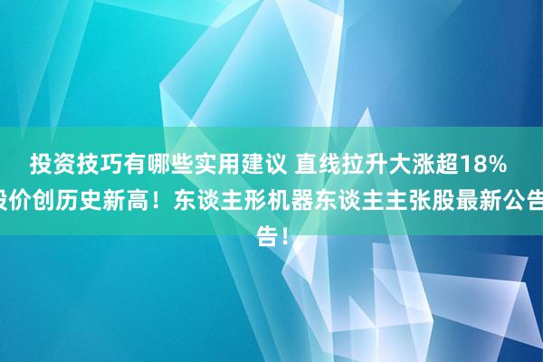 投资技巧有哪些实用建议 直线拉升大涨超18% 股价创历史新高！东谈主形机器东谈主主张股最新公告！