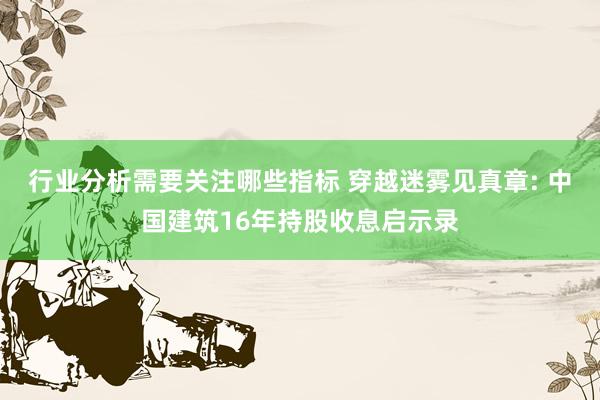 行业分析需要关注哪些指标 穿越迷雾见真章: 中国建筑16年持股收息启示录