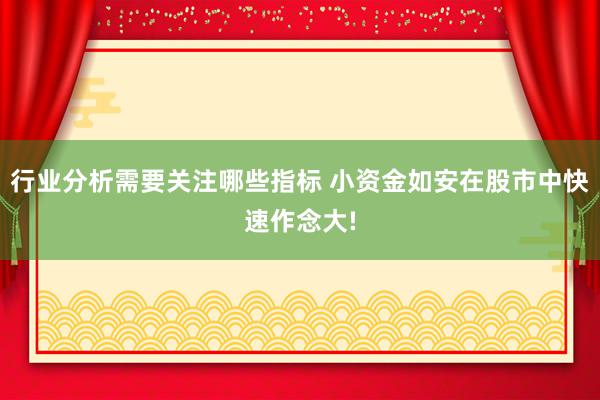 行业分析需要关注哪些指标 小资金如安在股市中快速作念大!