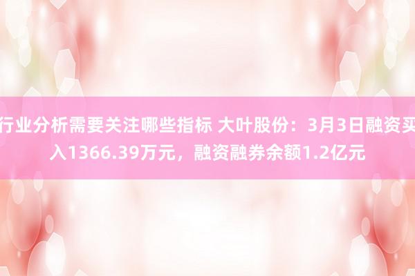 行业分析需要关注哪些指标 大叶股份：3月3日融资买入1366.39万元，融资融券余额1.2亿元