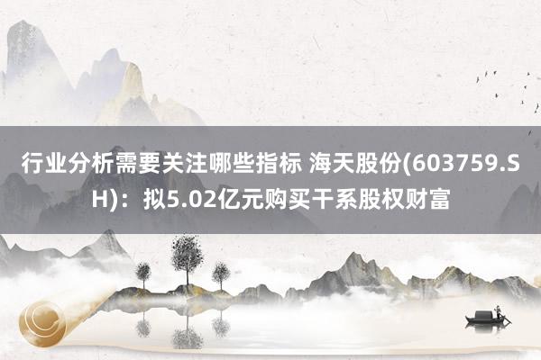 行业分析需要关注哪些指标 海天股份(603759.SH)：拟5.02亿元购买干系股权财富