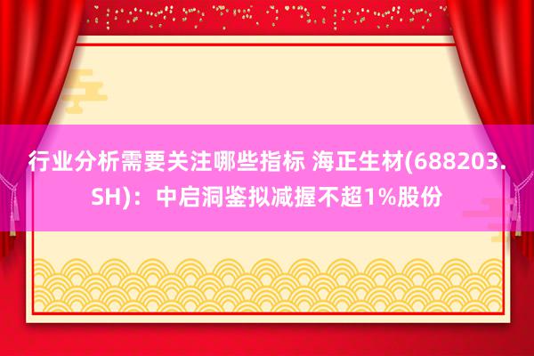 行业分析需要关注哪些指标 海正生材(688203.SH)：中启洞鉴拟减握不超1%股份