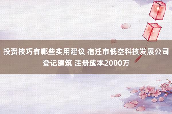 投资技巧有哪些实用建议 宿迁市低空科技发展公司登记建筑 注册成本2000万