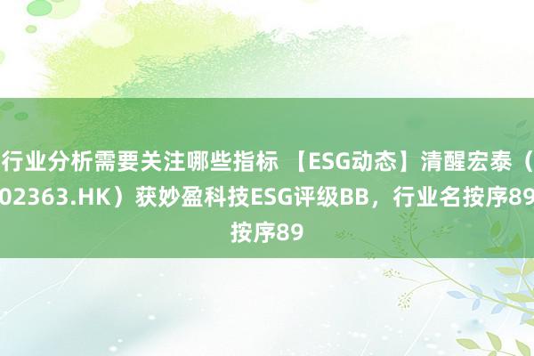 行业分析需要关注哪些指标 【ESG动态】清醒宏泰（02363.HK）获妙盈科技E